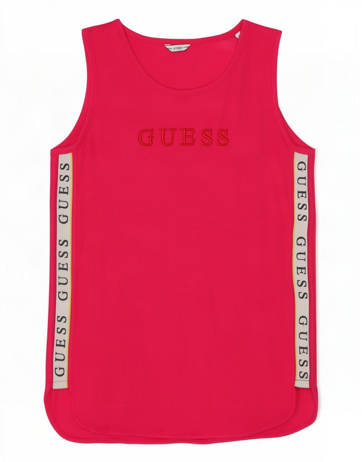 Guess Kvinders Grafisk Vest Top UK 14 Medium Pink Colourblock Bomuld