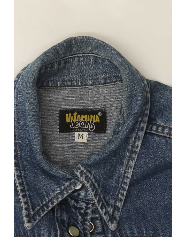 Vitamina Kortærmet denimskjorte til kvinder UK 14 Medium Blue