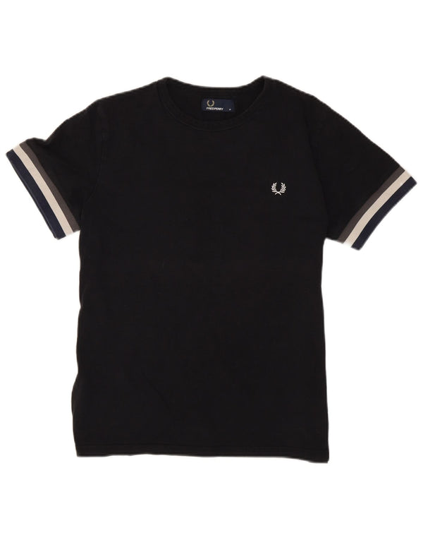 Fred Perry Mens T-Shirt Top Medium Black Colourblock Cotton