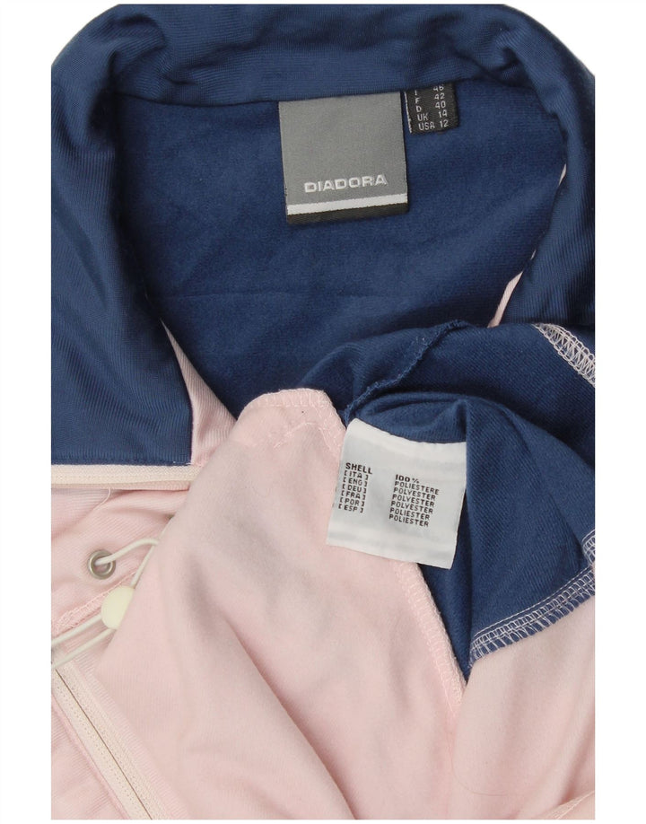 Diadora træningsdragt topjakke til kvinder UK 14 Large Blue Colourblock Polyester