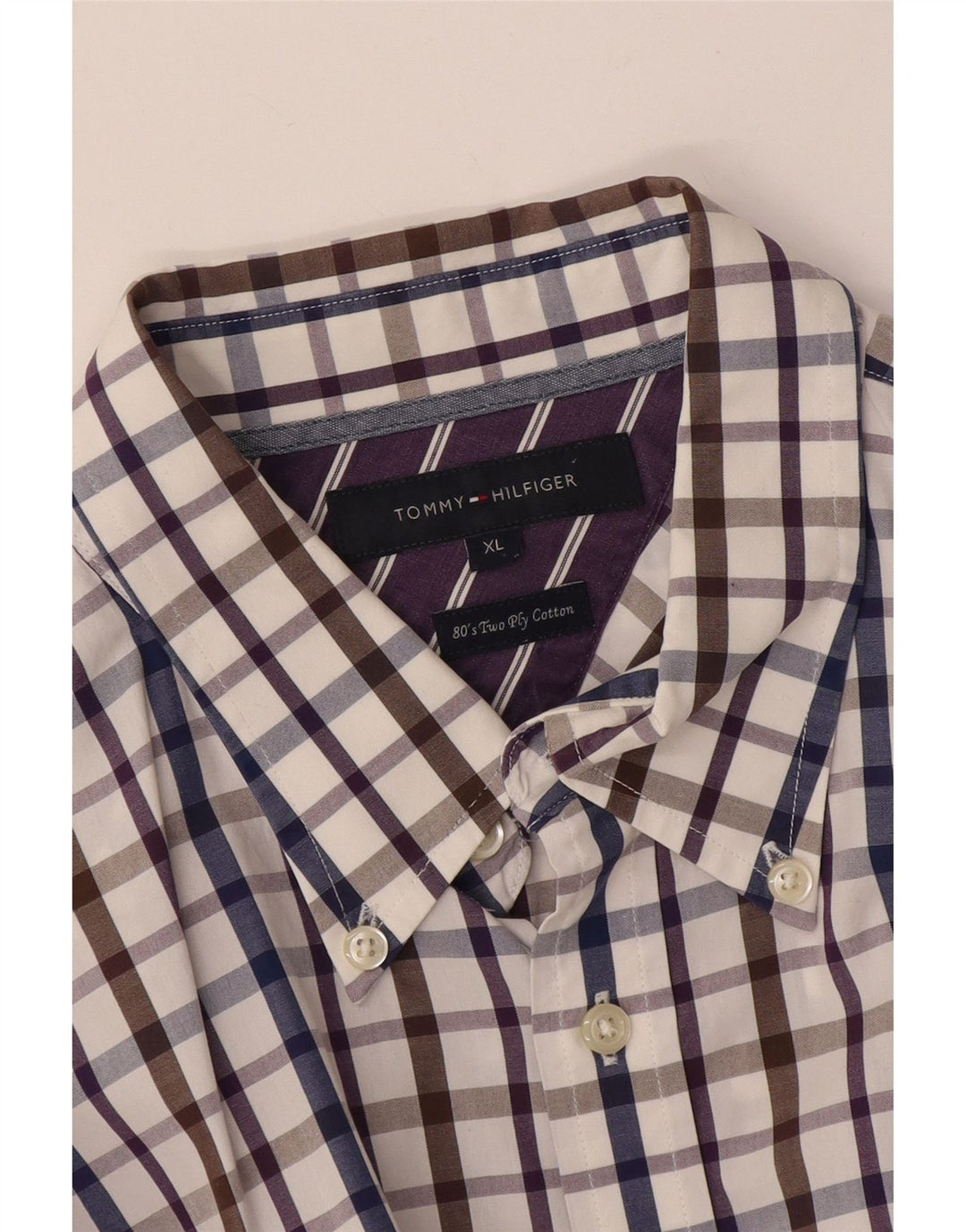 Tommy Hilfiger herreskjorte XL flerfarvet ternet bomuld