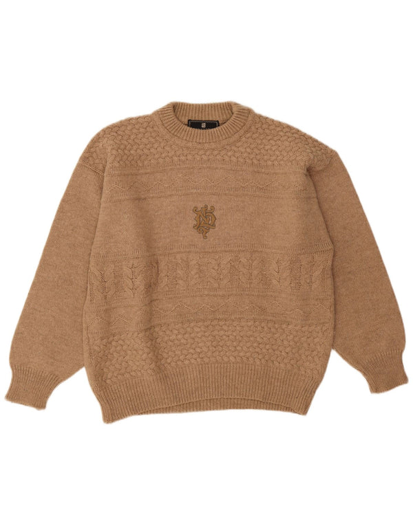 Tobia System Herre Crew Neck Jumper Sweater IT 48 Medium Beige Uld
