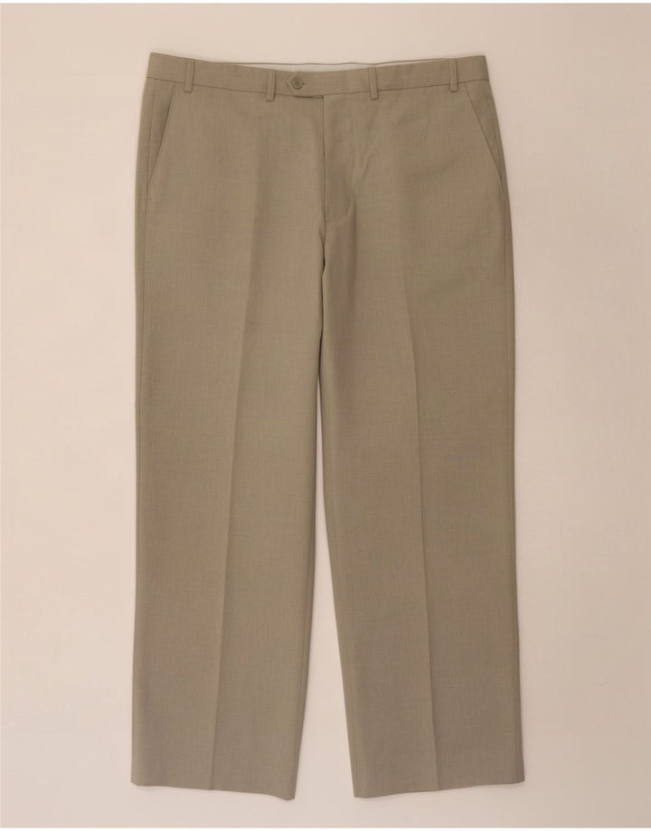 Marks & Spencer Straight Suit Bukser til mænd W38 L30 Beige Polyester