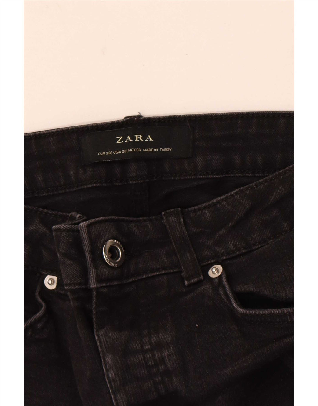 Zara Herre Cropped Jeans EU 38 Small W30 L24 Black Colourblock