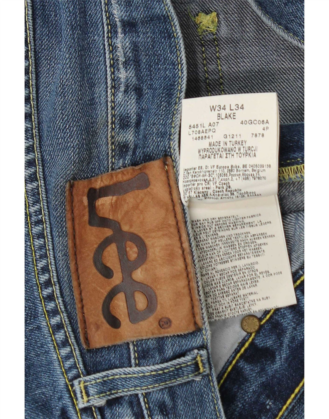 Lee Herre Blake Straight Jeans W34 L30 Blå Bomuld