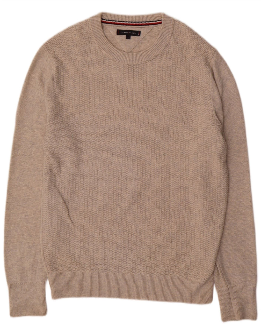 Tommy Hilfiger Herre Crew Neck Jumper Sweater Large Beige