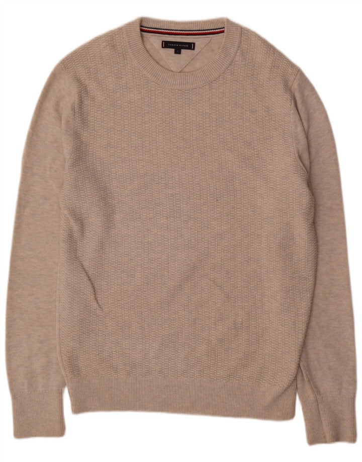 Tommy Hilfiger Herre Crew Neck Jumper Sweater Large Beige