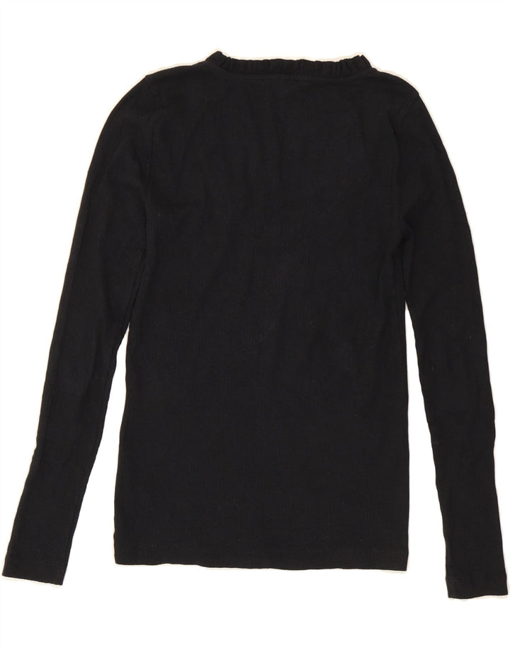 J. CREW Womens Ruffle Front Top Long Sleeve UK 6 XS Black Cotton Vintage J. Crew and Second-Hand J. Crew from Messina Hembry 