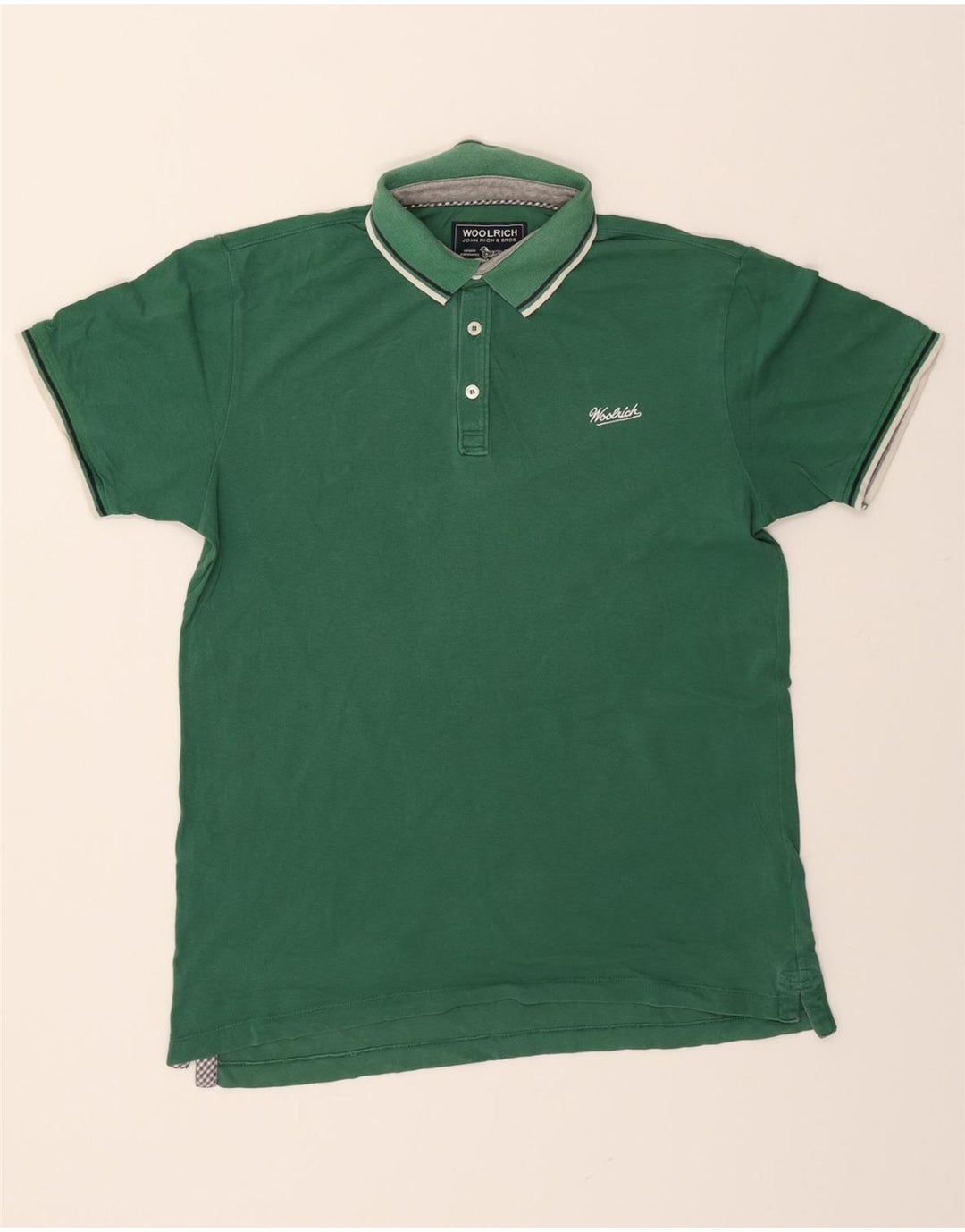 WOOLRICH Mens Polo Shirt Large Green Cotton Vintage Woolrich and Second-Hand Woolrich from Messina Hembry 