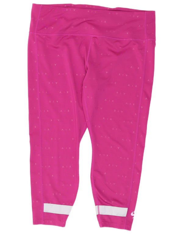Nike Dame Dri Fit Grafiske Capri Leggings UK 20 2XL Pink Colourblock