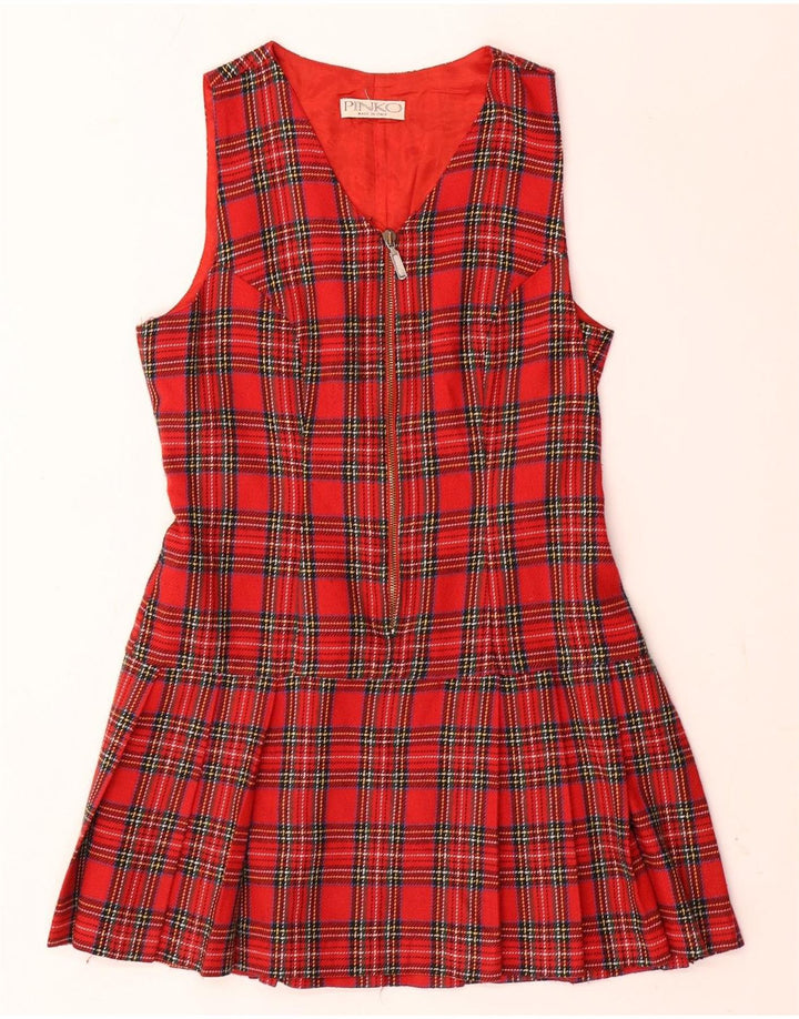 Pinko Dame Ærmeløs A-Line Kjole UK 12 Medium Red Check