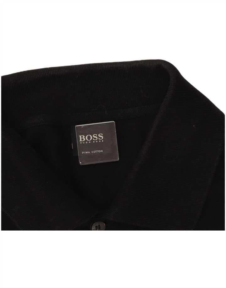 HUGO BOSS Mens Polo Shirt XL Black Cotton