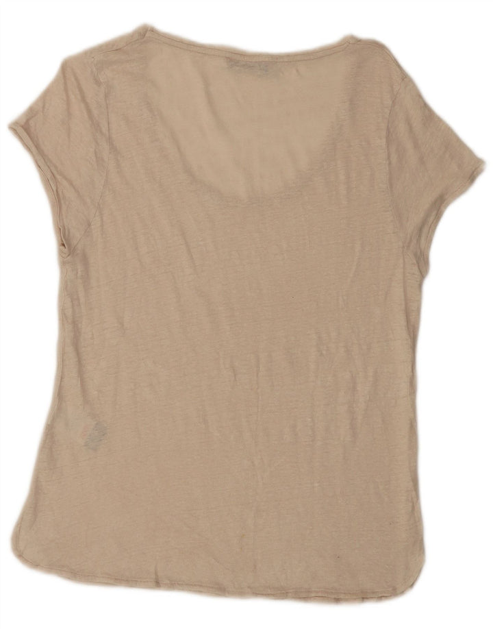 MINT VELVET Dame T-Shirt Top UK 14 Medium Beige Linen