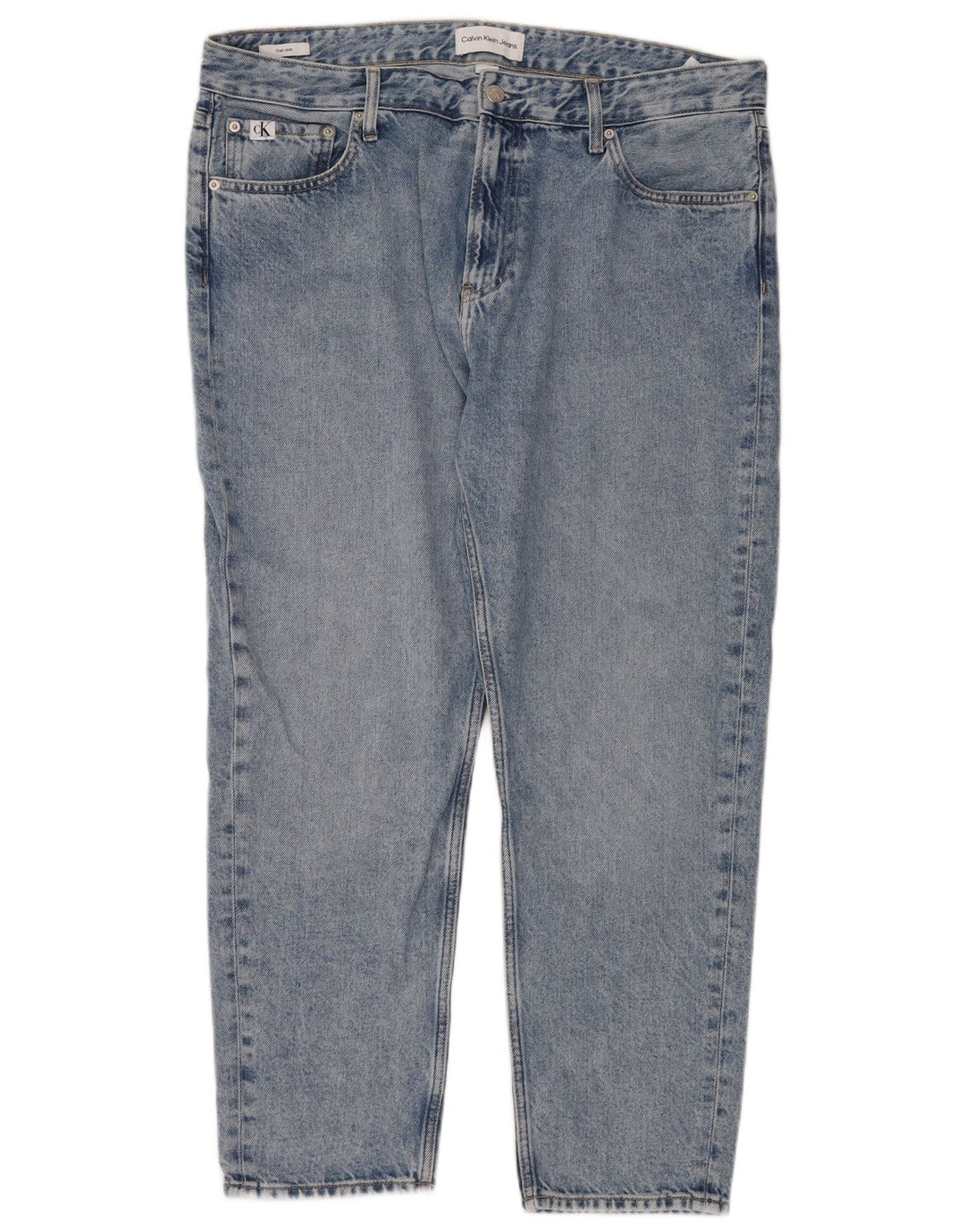 Calvin Klein Herre far tilspidsede cropped jeans W36 L28 blå bomuld