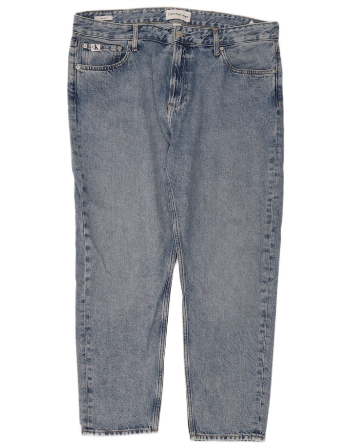 Calvin Klein Herre far tilspidsede cropped jeans W36 L28 blå bomuld