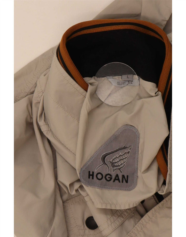 Hogan Herre Slim Fit Bomber Jacket UK 40 Large Beige