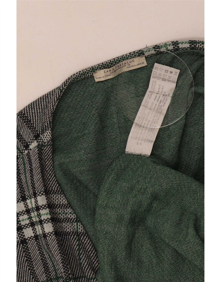 Zara Kvinde slå-om-kjole UK 14 Stor Grøn Plaid Polyester
