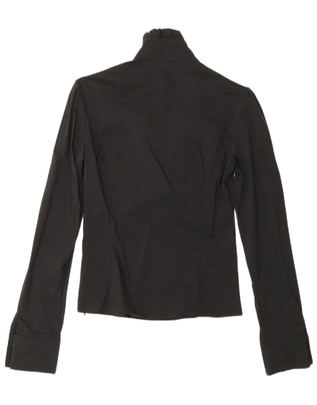 COVERI Dame Flæse Front Langærmet Bluse Top UK 10 Small Black Nylon