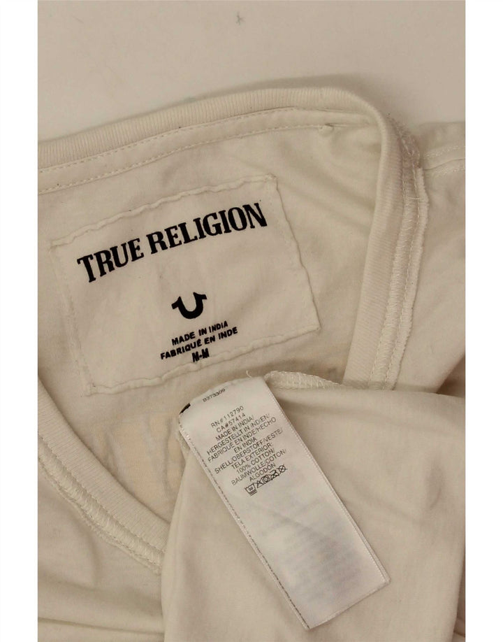 True Religion Herre grafisk T-shirt Top Medium Hvid Bomuld