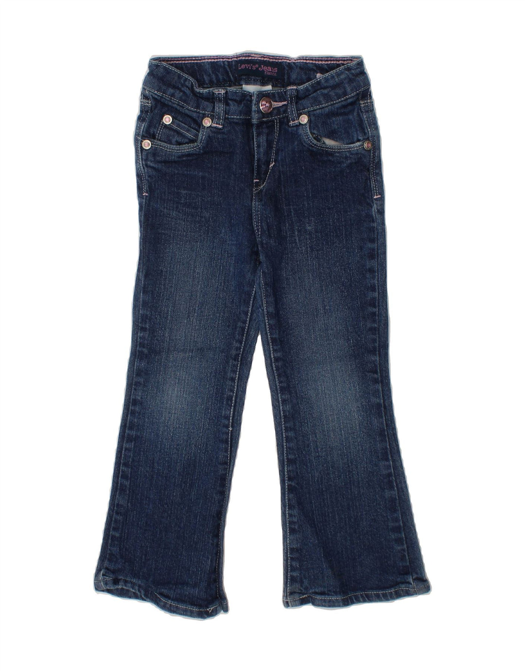 LEVI'S Girls Bootcut Jeans 3-4 Years W20 L16 Navy Blue Cotton Vintage Levi's and Second-Hand Levi's from Messina Hembry 
