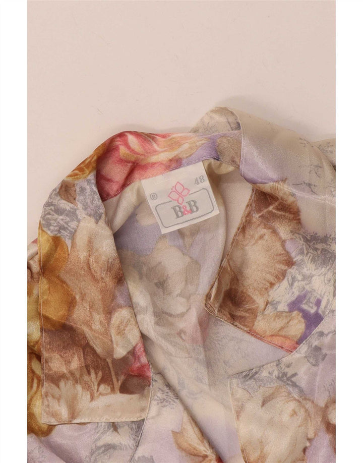 Vintage Dame Langærmet Skjorte IT 48 XL Flerfarvet Floral