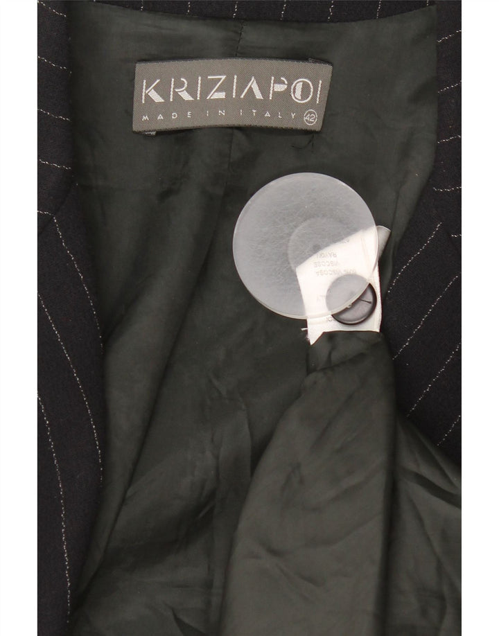 Krizia Dame Overfrakke IT 42 Medium Sort Nålestribet Viscose
