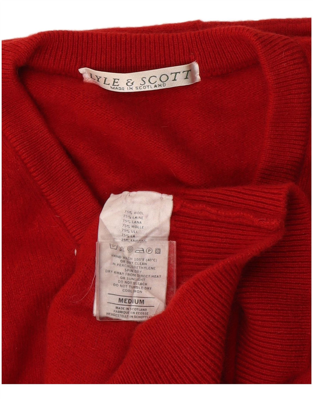Lyle & Scott Herre V-hals sweater Medium rød uld