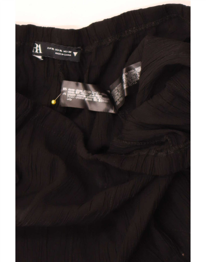 Zara Dame Flare Bukser XL W32 L32 Sort Viscose