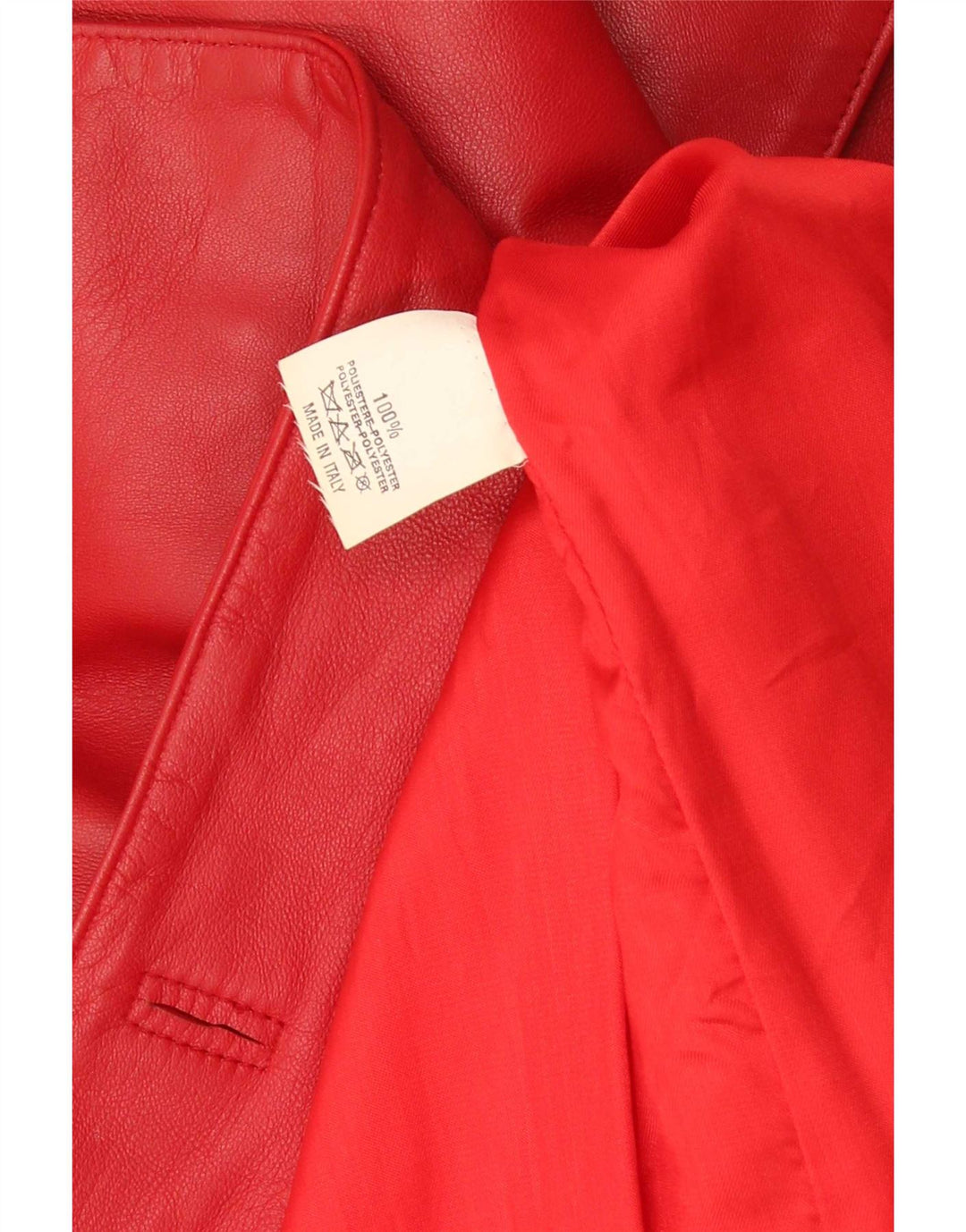Vintage Dame imiteret Læder Overfrakke IT 44 Medium Rød Polyester
