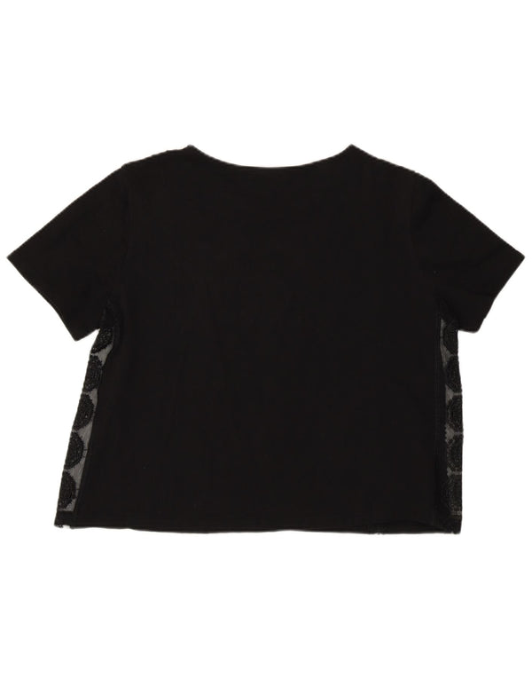 Zara Womens Crop Top UK 12 Medium Black Geometric
