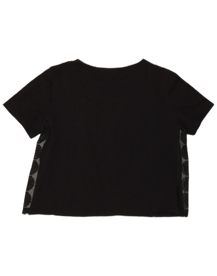 Zara Womens Crop Top UK 12 Medium Black Geometric