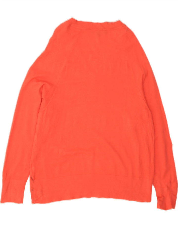 TOMMY HILFIGER Womens V-Neck Jumper Sweater UK 14 Medium Orange Viscose Vintage Tommy Hilfiger and Second-Hand Tommy Hilfiger from Messina Hembry 