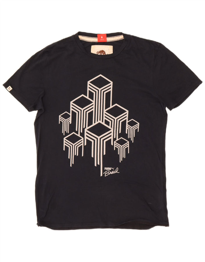 Puma Herre Grafisk T-Shirt Top Medium Sort Bomuld