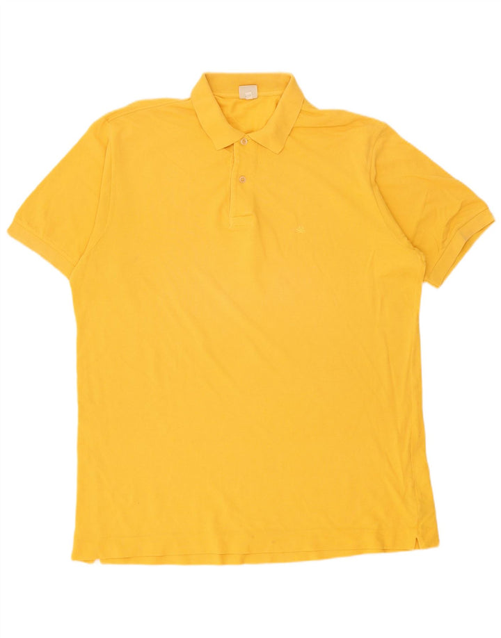 Benetton herre poloshirt stor gul bomuld