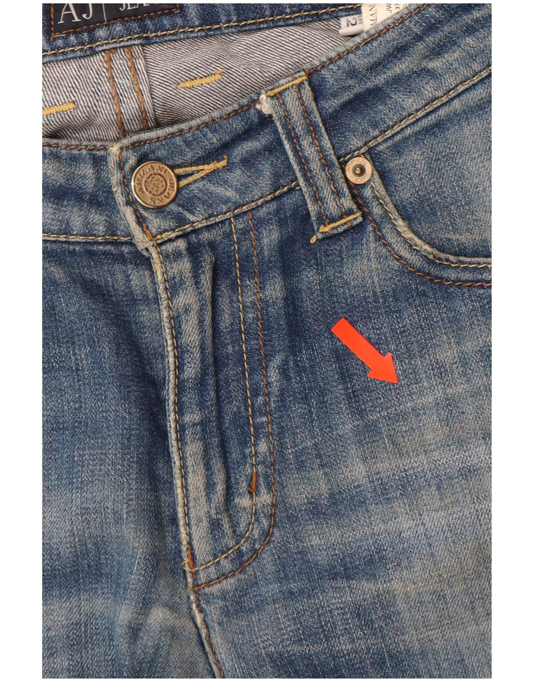 ARMANI Dame Indigo Straight Jeans W27 L28 Blå Bomuld