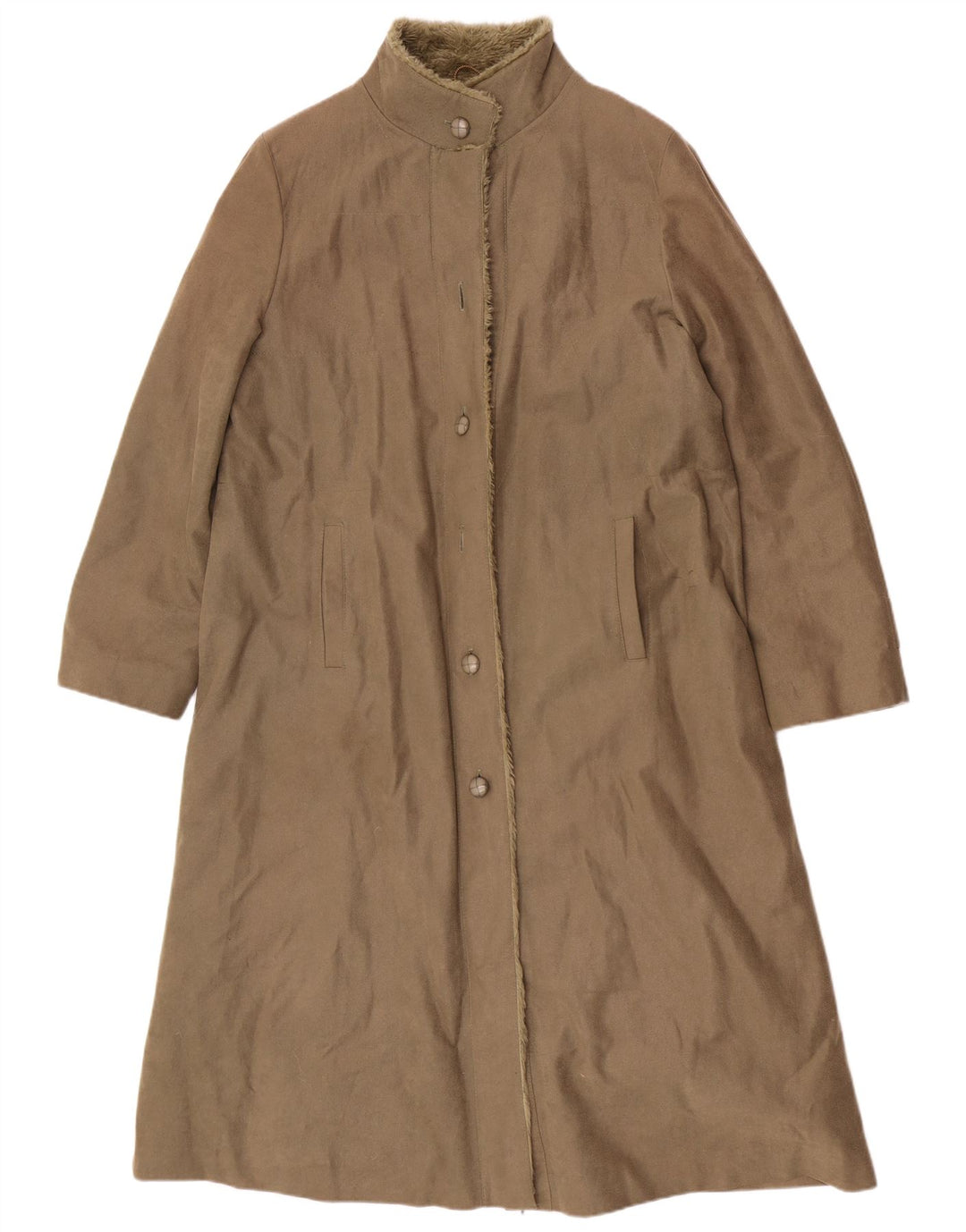Dannimac Dame Sherpa Overfrakke UK 14 Large Khaki Polyester