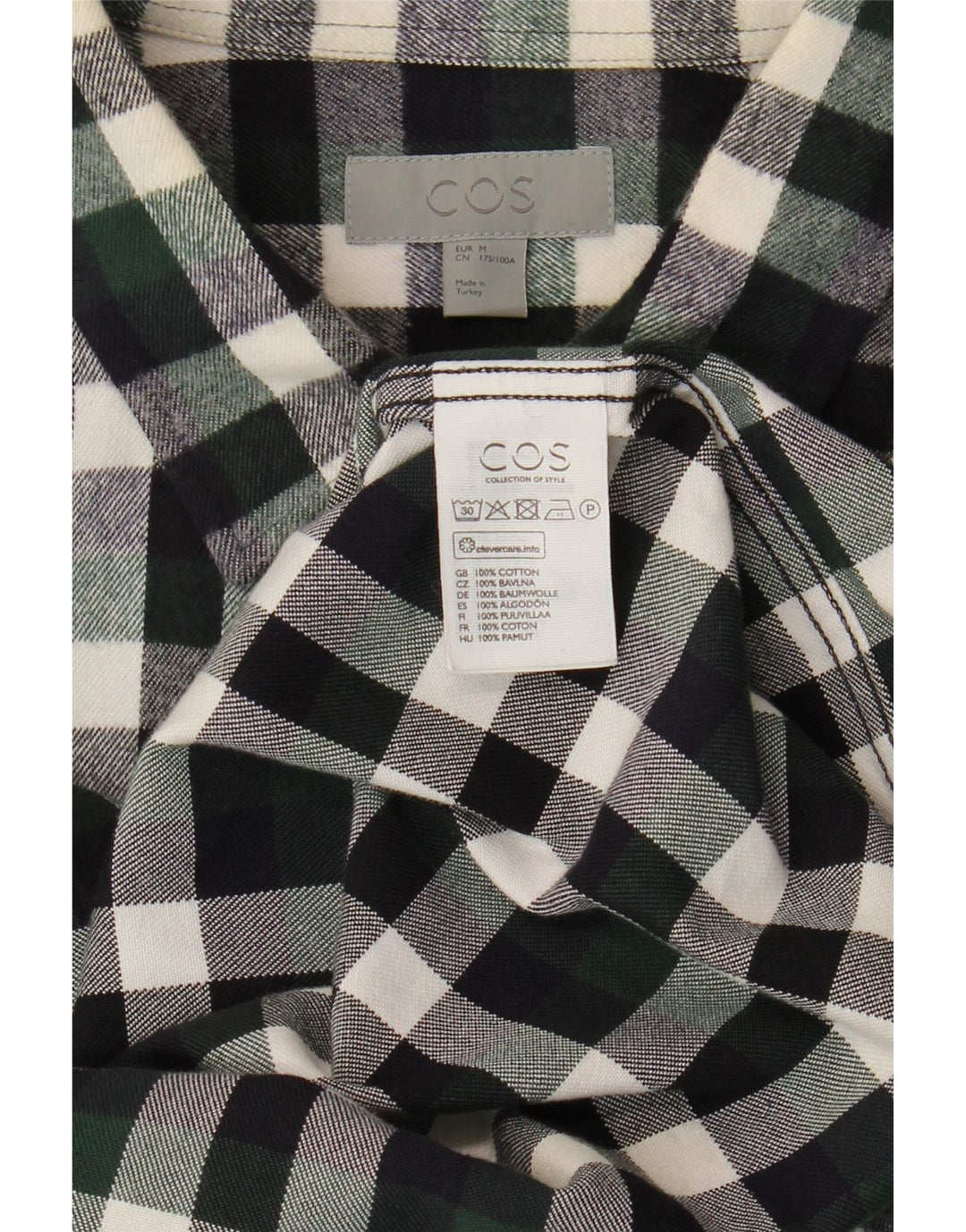 Cos Herre Flanelskjorte Medium Grøn Ternet Bomuld