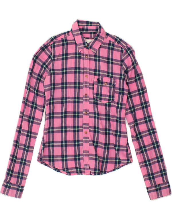 ABERCROMBIE & FITCH Pigeskjorte 11-12 år Medium Pink ternet bomuld
