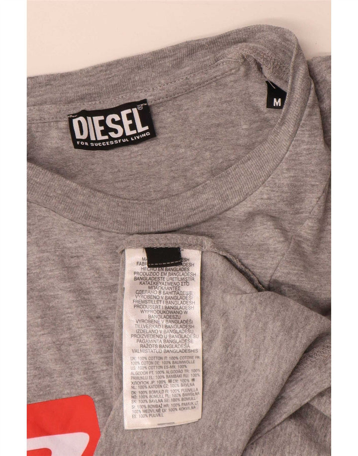 Diesel Herre grafisk T-shirt Top Medium Grey Flecked Bomuld