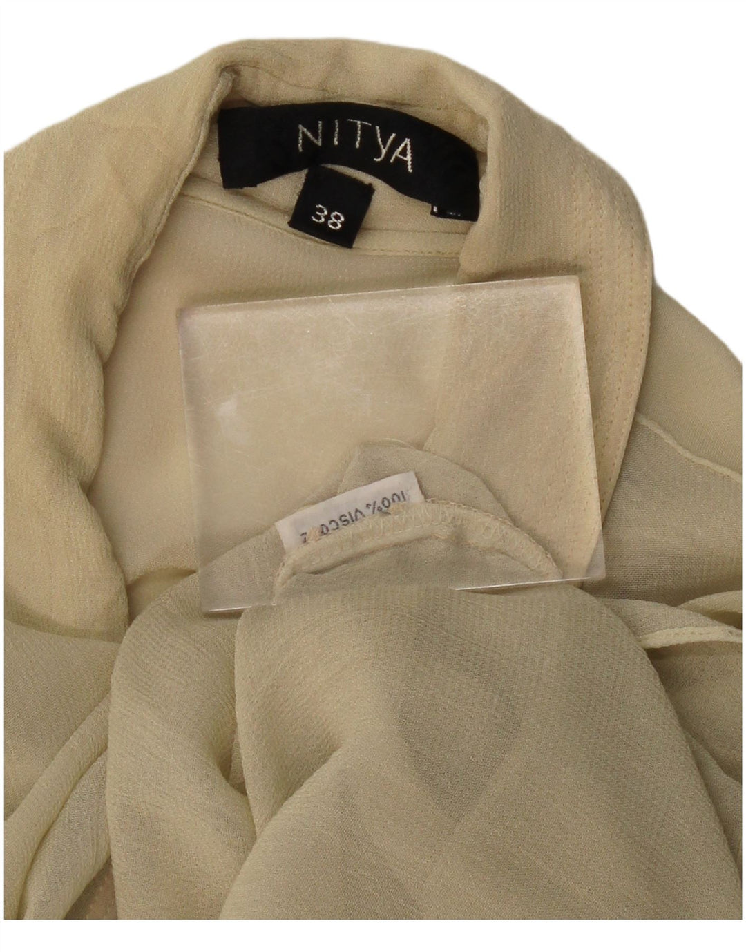Nitya Dame Gennemsigtig Skjorte Bluse EU 38 Medium Beige Viscose