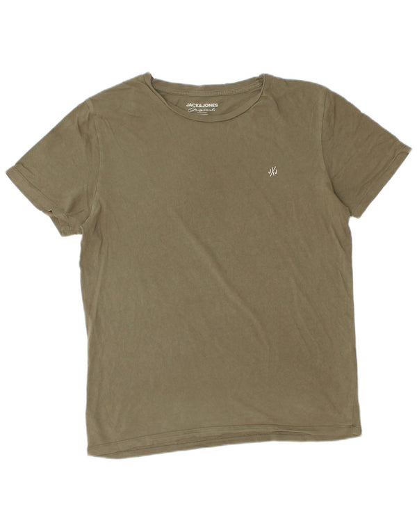 Jack & Jones Herre T-Shirt Top Stor Khaki Bomuld