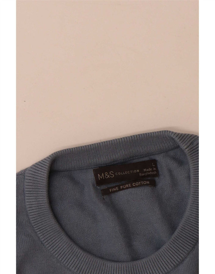 Marks & Spencer Herre sweater med rund hals, stor blå bomuld