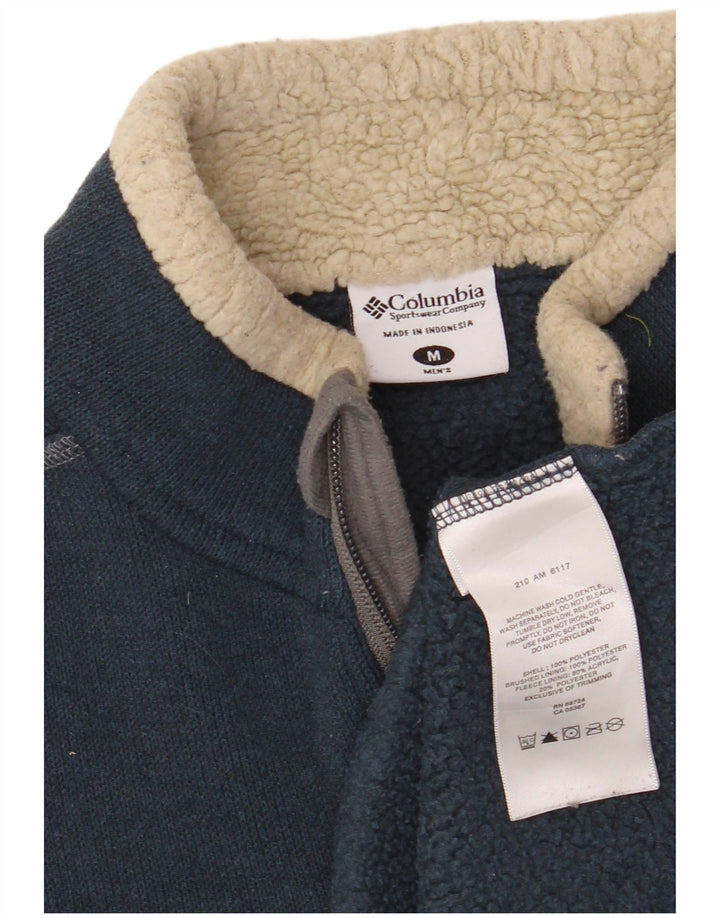 Columbia Herre Zip Neck Jumper Sweater Medium Navy Blue Polyester