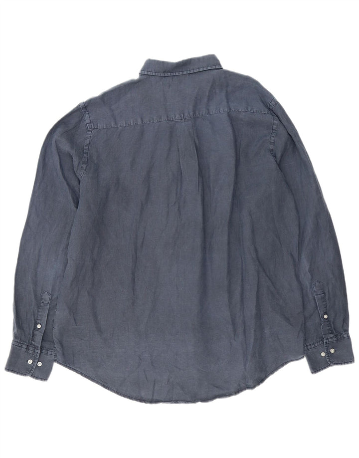 Murphy & Nye Herre Sailmakers Shirt 2XL Navy Blue Linen