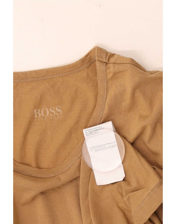 Hugo Boss Herre T-Shirt Top Stor Beige Bomuld