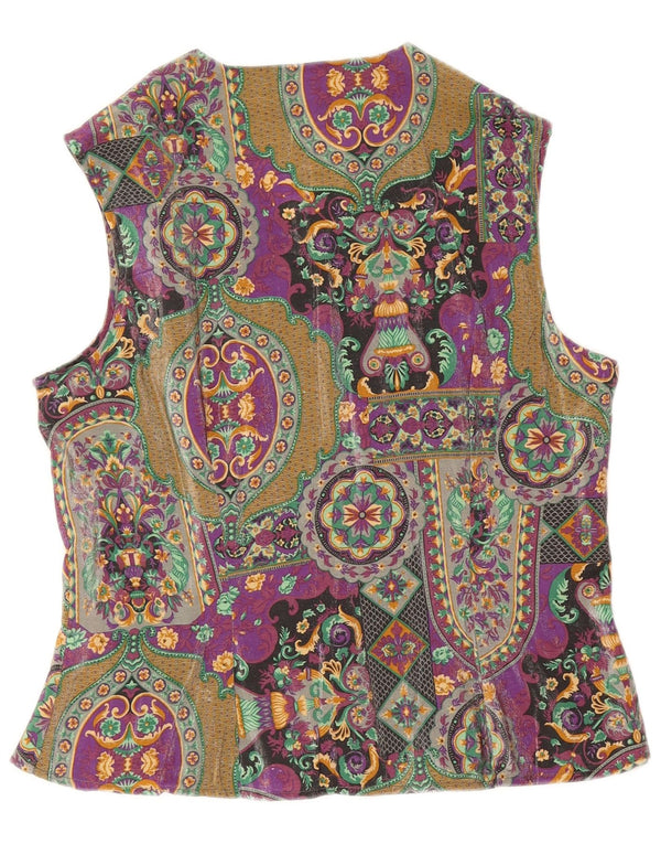 Vintage ærmeløs skjortebluse til kvinder UK 18 XL Flerfarvet Paisley