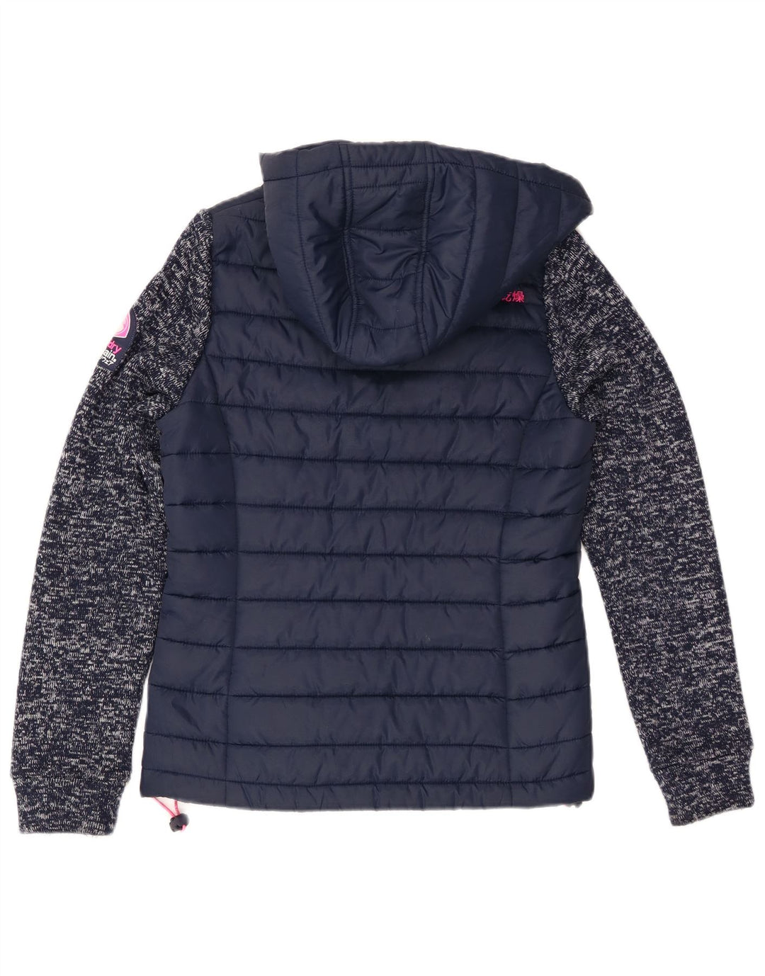 Superdry Polstret hættejakke til kvinder UK 8 Small Navyblå Flecked Polyester