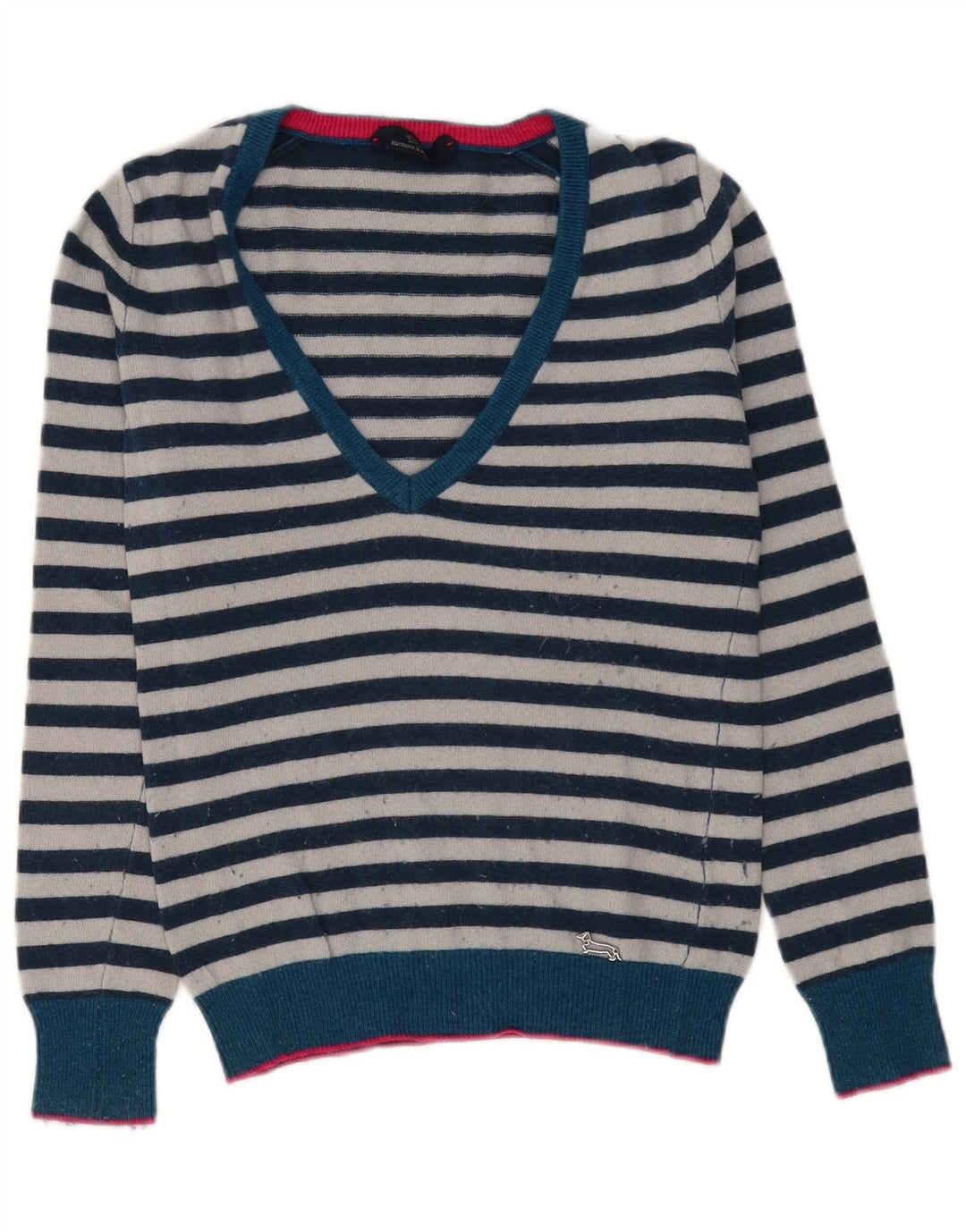 HARMONT & BLAINE Dame V-hals sweater UK 10 Small Navy Blue