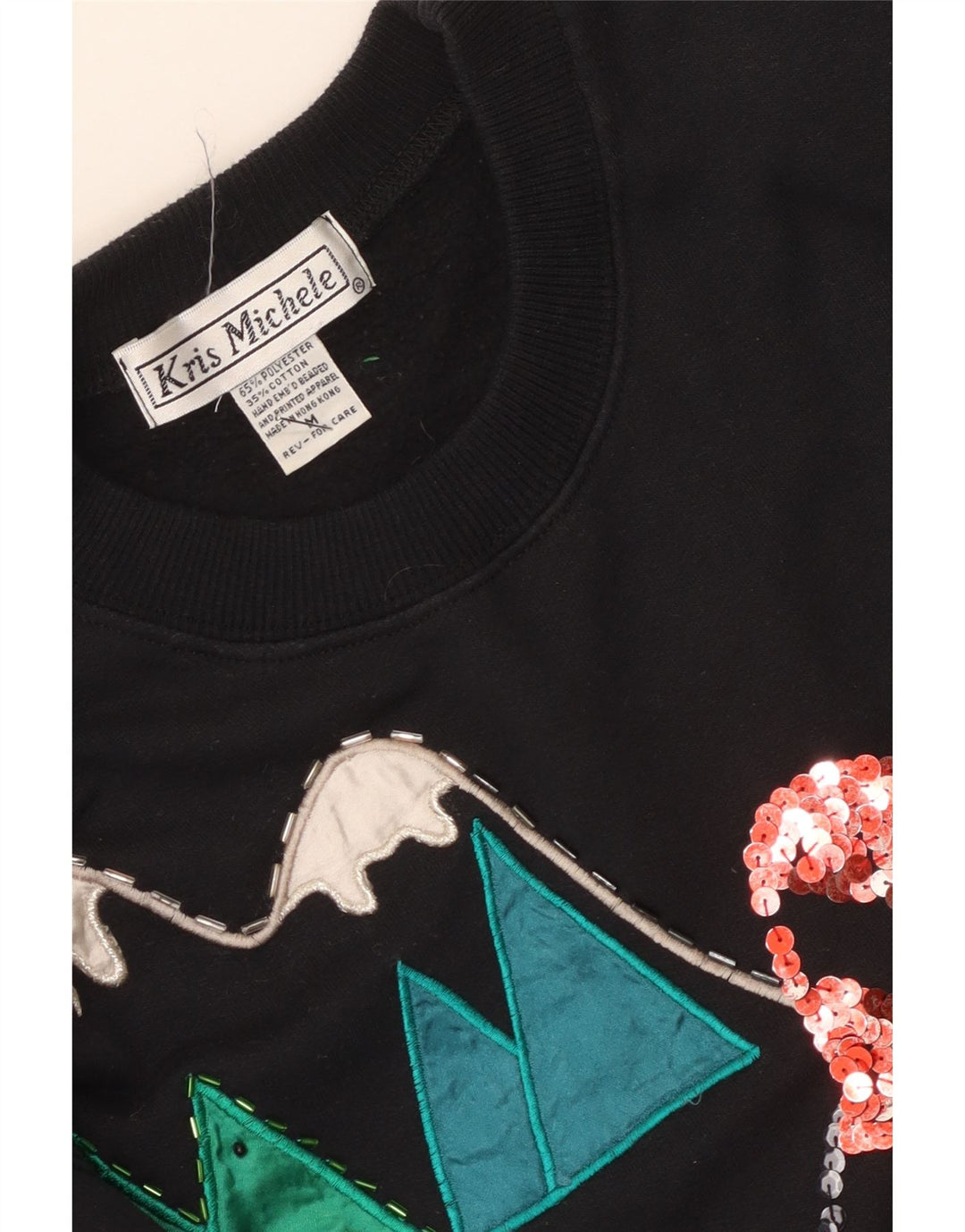 Kris Michele Dame Grafisk Sweatshirt Jumper UK 14 Medium Sort Polyester