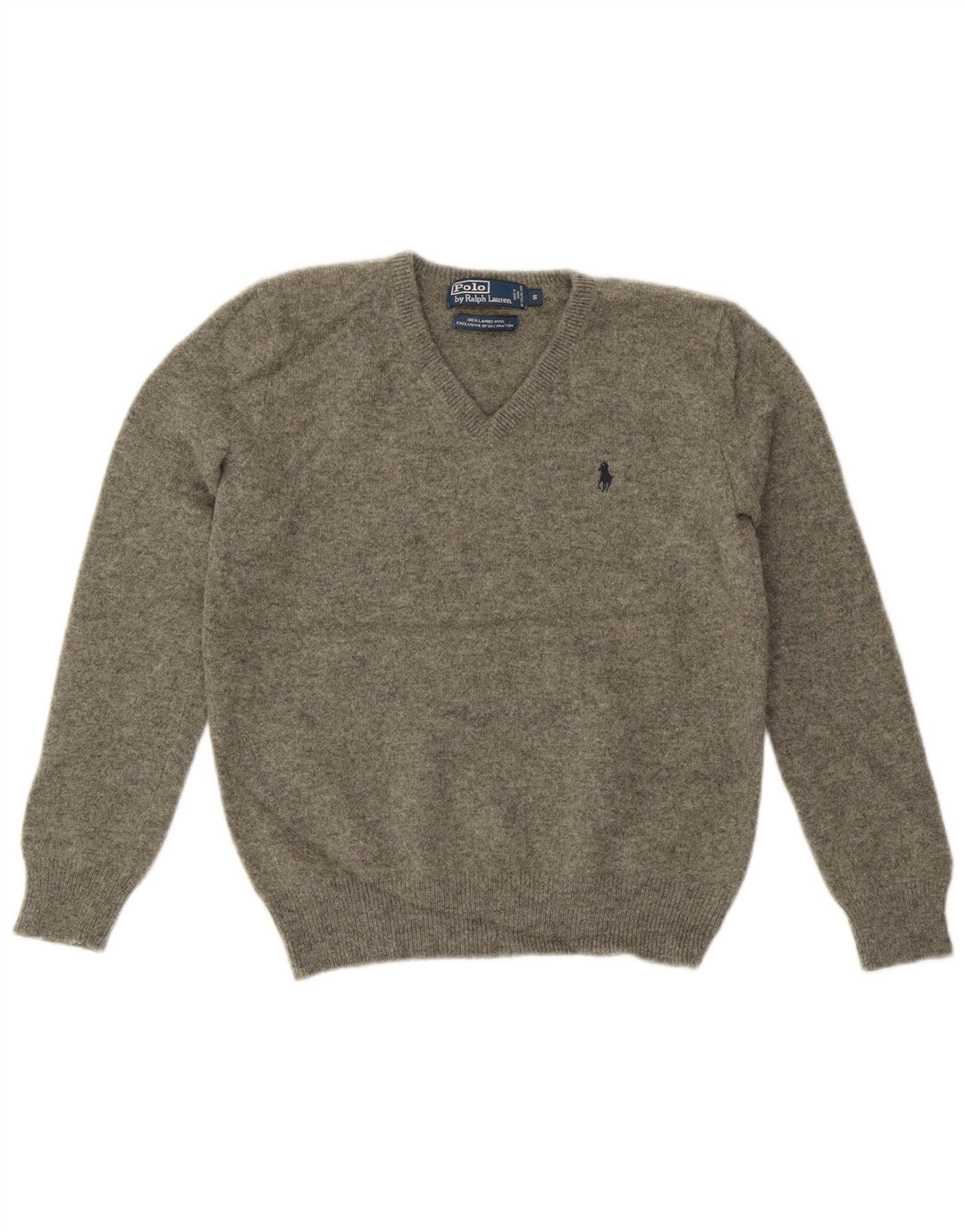 Polo Ralph Lauren Dame V-hals sweater UK 10 Small Khaki Wool